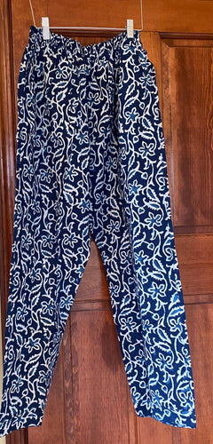 Luxury Cotton lounge Pants for women / Indigo pants /Straight leg pants with pockets / Work from home pants / Pajama pants/ Clematis Indigo