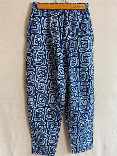 Luxury Cotton lounge Pants for women / Indigo pants /Straight leg pants with pockets / Work from home pants / Pajama pants/ Abstract Indigo