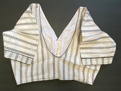 White Begumpuri Handloom Blouse/V neck short sleeves saree blouse/ Designer Sari Blouse for women /Handloom Blouses/Cotton Saree Blouses
