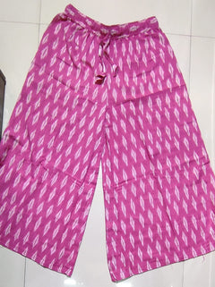 Women's Ikkat Handloom Palazzo pants | wide leg pants | Stunning woven designs | Fun flared pants| Cool Natural Cotton Handloom Lounge pants