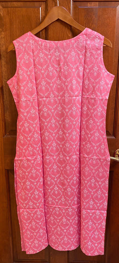 Baby Pink sleeveless Tunic | Women’s 3/4th Tunics  | Kurti for women | Indian tunics | Designer Kurtis | Baby Pink rayon kurti