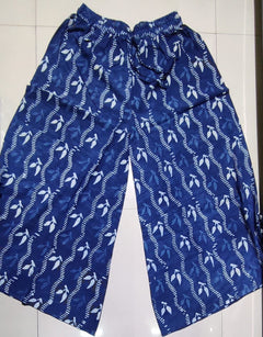 Women's Indigo Palazzo pants | wide leg pants | Cute Block Prints| flared pants| Cool Natural Indigo Dyed Pants | Lounge pants