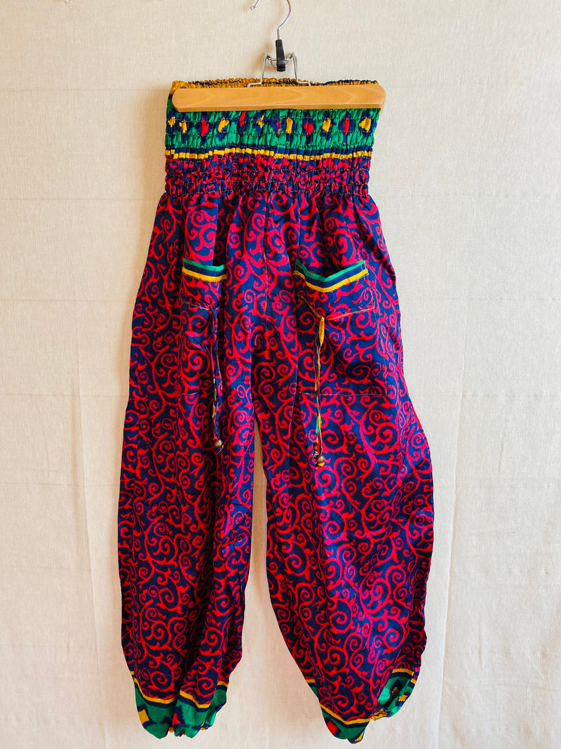 ZARA Upscaled Vintage Sari Pants |  Balloon Pants | Cool pants | Spiral prints | Boho Gypsy pants | Fun pants | Dark  Pants with pockets