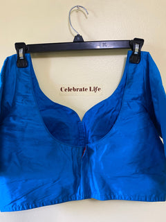 Turquoise Blue Plain silk blouses,Bridesmaids Designer Blouses, Readymade Saree Blouse, elbow sleeves, Indian silk saree Blouses, S-XL