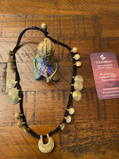 HANDCRAFTED DHOKRA NECKLACE - Halfmoon Brass Necklace, Brass Circle Necklace, Tribal Brass Necklace, Artisans Brass Necklace, Boho Necklace
