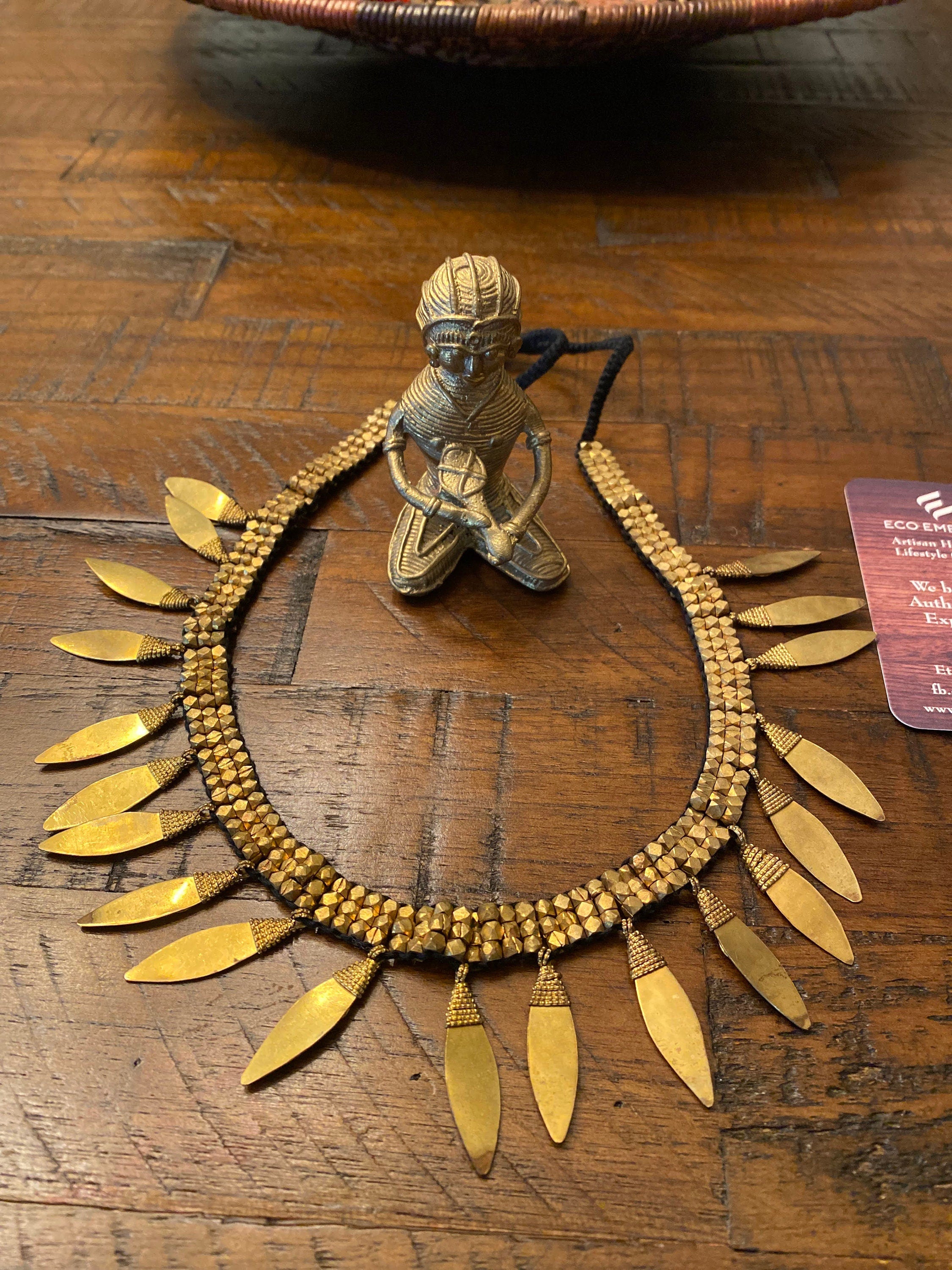 DHOKRA TRIBAL NECKLACE Sun Orbiting Rays Necklace, Antique Tribal Brass Necklace, Artisans Dhokra Brass Necklace, Women Brass Necklace