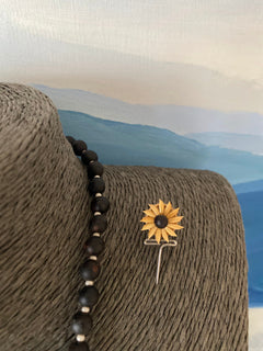 HANDMADE SEEDS NECKLACE - Beaded Sunflower Necklace, Necklace & Earrings, Organic Seeds Necklace, Beaded Thread Necklace, bead Seed Necklace